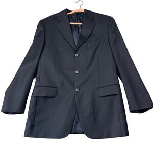 Paul Dione Blazer Mens 40R Black Wool Cashmere Blend Notch Lapel Career